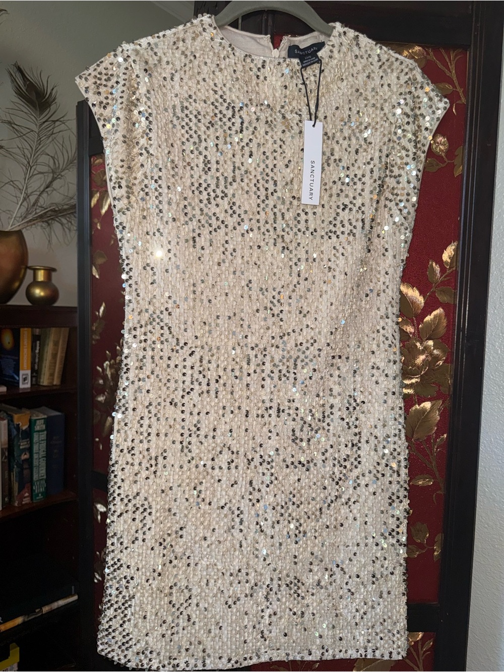 NWT Sanctuary "An Affair To Remember" Champagne Gold Sequin Mini Dress Sz XXS